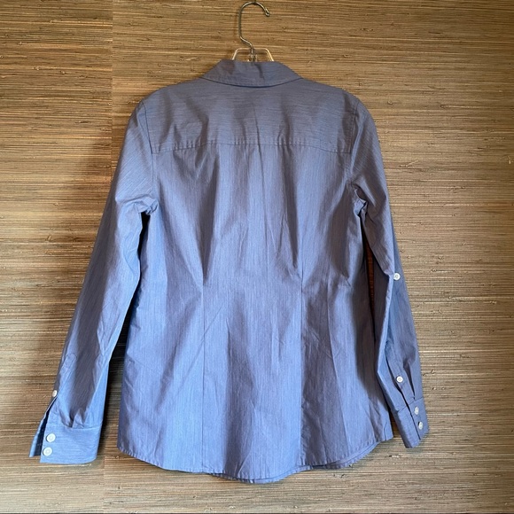 VAN HEUSEN Blue Button Down Shirt, Blue Shirt, Woven, Pleats, size XS - Picture 7 of 12